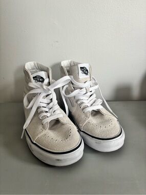 Vans Off-White Suede High-Top Sneakers with White Laces